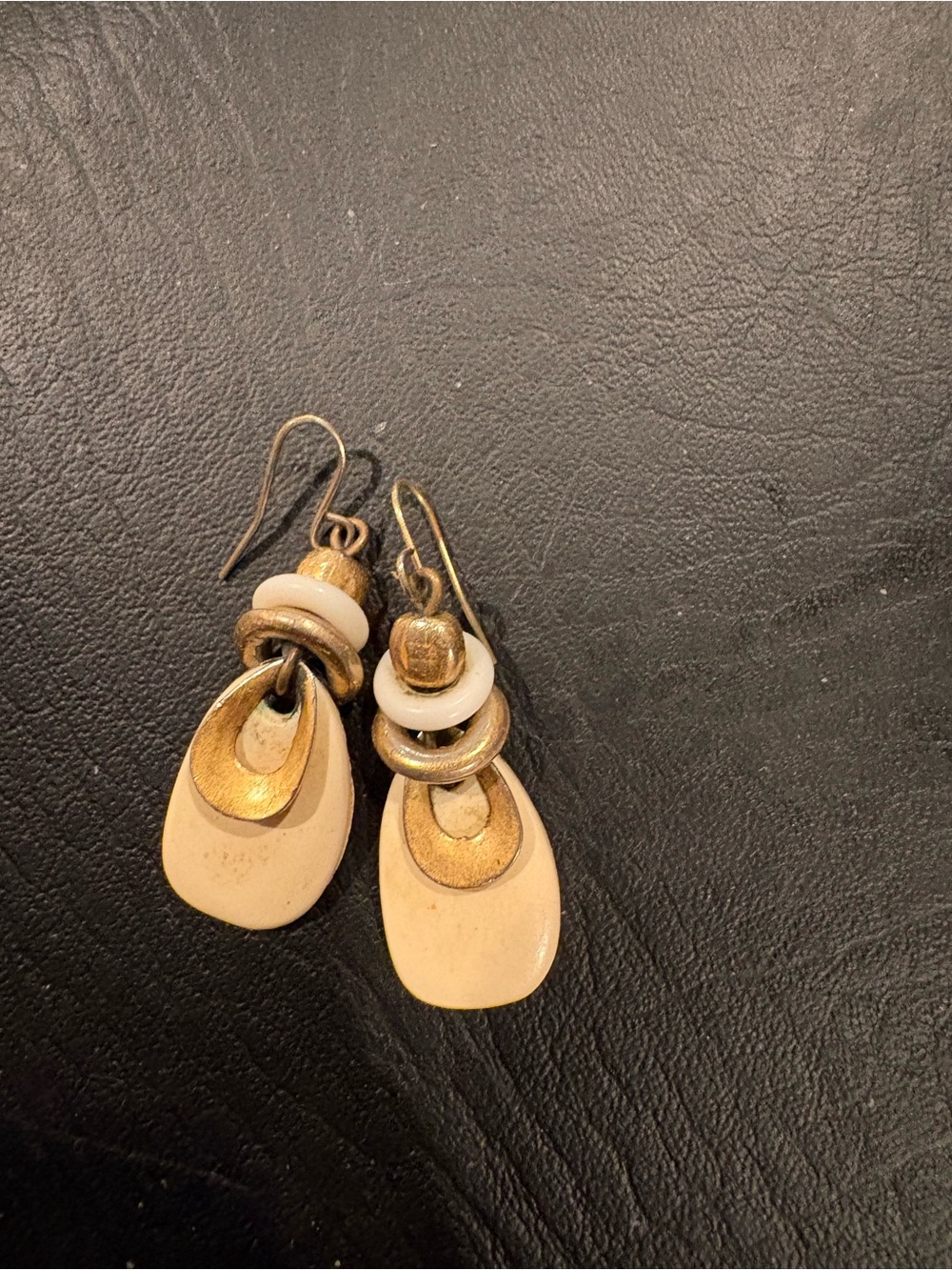 Gold and Cream Drop Earrings - Women's Fashion Jewelry